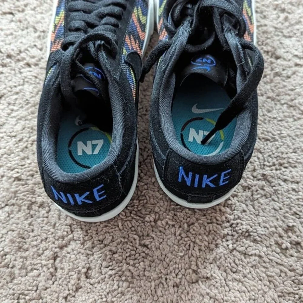 NIKE Blazer Low N7 Tribal Pattern Black Citron Pulse Men Sneakers Size 4.5 NEW